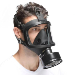 Men Army Masque à gaz BDSM FULL VISU Noir